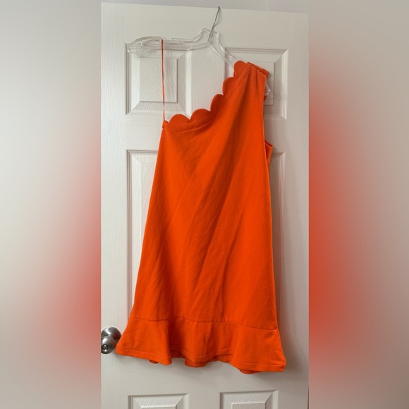 Victoria Beckham for Target Orange One Shoulder Ruffle Scalloped Dress Small S - Picture 4 of 4